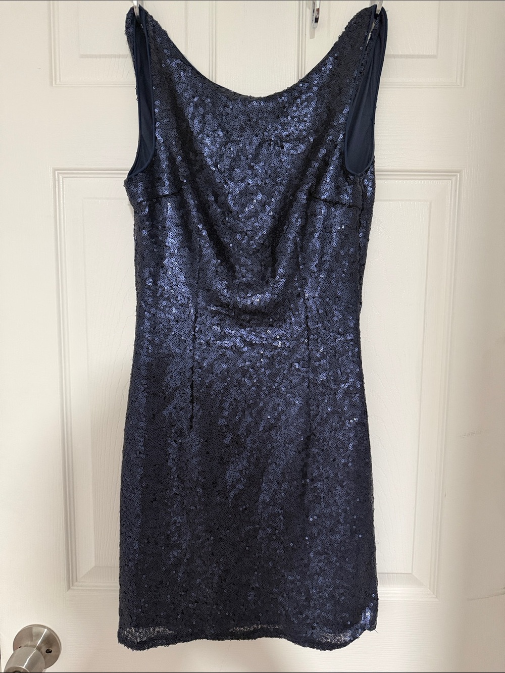 Lulu's Navy Sequin Cowl-Neck Mini Dress